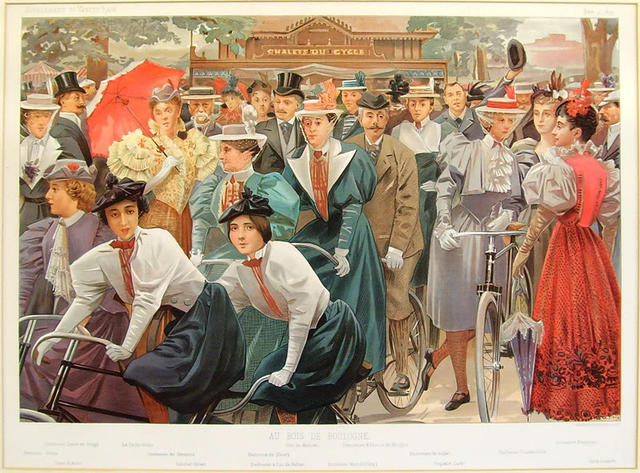 Kelompok pengendara sepeda wanita, termasuk Princess Brancovan dan Duchesse Doudeauville, diterbitkan Vanity Fair 1897